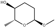 (2R)-テトラヒドロ-6β-メトキシ-2α-メチル-2H-ピラン-3β-オール 化学構造式