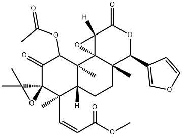 7-Acetoxy-7-deoxo-4-deoxy-4,5-epoxy-6-oxoobacunoic acid methyl ester Struktur
