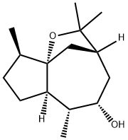 (3R)-3,4,5,6,6aα,7,8,9-Octahydro-2,2,6α,9β-tetramethyl-3,9aβ-methano-2H-cyclopent[b]oxocin-5α-ol Struktur