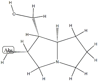 (1S)-2,3,5,6,7,7aβ-ヘキサヒドロ-2β-ヒドロキシ-1H-ピロリザイン-1-メタノール 化学構造式
