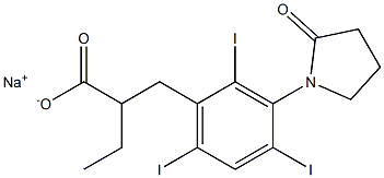 α-Ethyl-3-(2-oxo-1-pyrrolidinyl)-2,4,6-triiodohydrocinnamic acid sodium salt Struktur