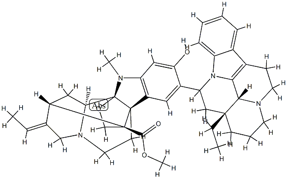 1-Methyl-10-(14,15-dihydroeburnamenine-14-yl)-11-hydroxy-1,2-dihydro-2β,16-(epoxymethano)akuammilan-17-oic acid methyl ester 结构式
