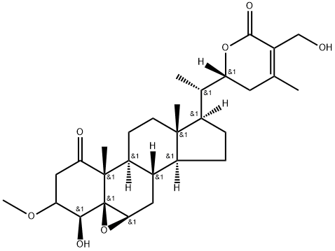 (22R)-5β,6β-Epoxy-3-methoxy-1-oxo-4β,22,27-trihydroxyergost-24-en-26-oic acid 26,22-lactone Structure
