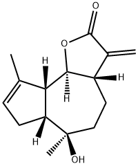 (3aS)-3aβ,4,5,6,6aβ,7,9aβ,9bα-オクタヒドロ-6α-ヒドロキシ-6,9-ジメチル-3-メチレンアズレノ[4,5-b]フラン-2(3H)-オン 化学構造式