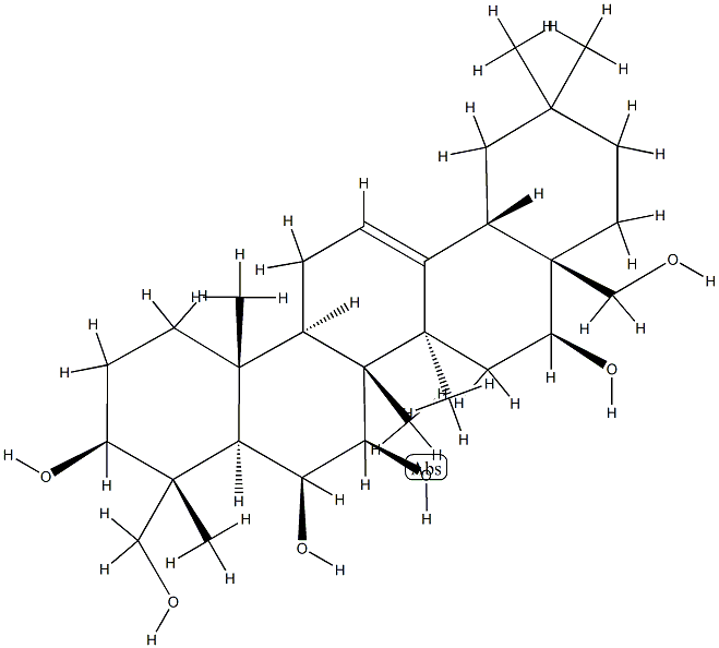 (4R)-オレアナ-12-エン-3β,6β,7β,16β,23,28-ヘキサオール 化学構造式