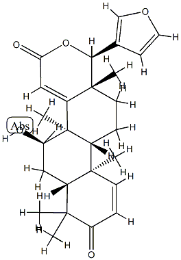 (13α,17R)-21,23-Epoxy-7α,17-dihydroxy-4,4,8-trimethyl-3-oxo-16,17-seco-24-nor-5α-chola-1,14,20,22-tetren-16-oic acid 16,17-lactone 结构式