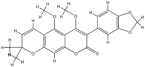 4,5-Dimethoxy-8,8-dimethyl-3-(3,4-methylenedioxyphenyl)-2H,8H-benzo[1,2-b:5,4-b']dipyran-2-one Structure
