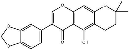 7-(1,3-Benzodioxol-5-yl)-3,4-dihydro-5-hydroxy-2,2-dimethyl-2H,6H-benzo[1,2-b:5,4-b']dipyran-6-one 结构式