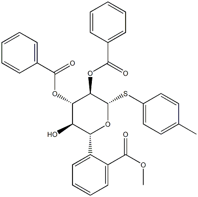 β-D-Glucopyranoside, 4-methylphenyl 1-thio-, 2,3,6-tribenzoate 结构式