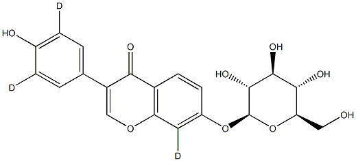7-(BETA-D-吡喃葡萄糖基氧基)-3-(4-羟基苯基-3,5-D<SUB>2</SUB>)-4H-1-苯并吡喃-4-酮-8-D, 220930-97-2, 结构式