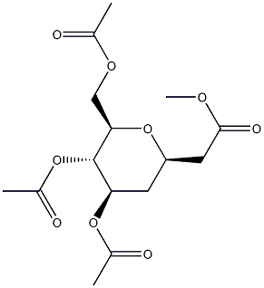 1-O,4-O,5-O,7-O-テトラアセチル-2,6-アンヒドロ-3-デオキシ-D-gluco-ヘプチトール 化学構造式