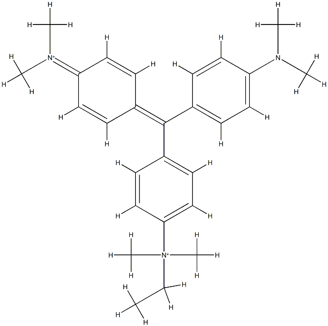 N-[4-[[4-(ジメチルアミノ)フェニル][4-(エチルジメチルアミニオ)フェニル]メチレン]-2,5-シクロヘキサジエニリデン]-N-メチルメタンアミニウム 化学構造式