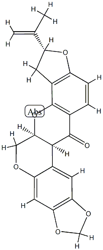 (2R)-2,3,4aβ,11bβ-Tetrahydro-2-(1-methylethenyl)[1,3]dioxolo[6,7][1]benzopyrano[3,4-b]furo[2,3-h][1]benzopyran-12(5H)-one,22256-05-9,结构式