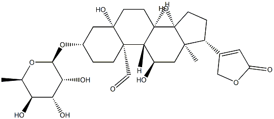 3β-[(6-Deoxy-β-D-gulopyranosyl)oxy]-5,11α,14-trihydroxy-19-oxo-5β-card-20(22)-enolide 结构式