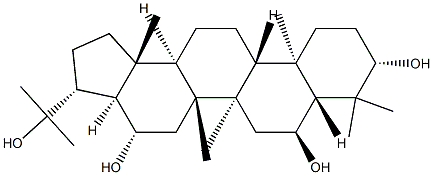 (21β)-ホパン-3β,6α,16β,22-テトラオール 化学構造式