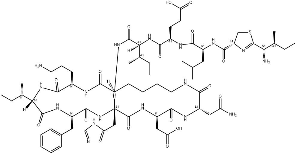 N2-[N-[[[2-(1-アミノ-2-メチルブチル)-4,5-ジヒドロチアゾール]-4-イル]カルボニル]-L-Leu-D-Glu-L-Ile-]シクロ(L-Lys*-D-Orn-L-Ile-D-Phe-L-His-D-Asp-L-Asn-)