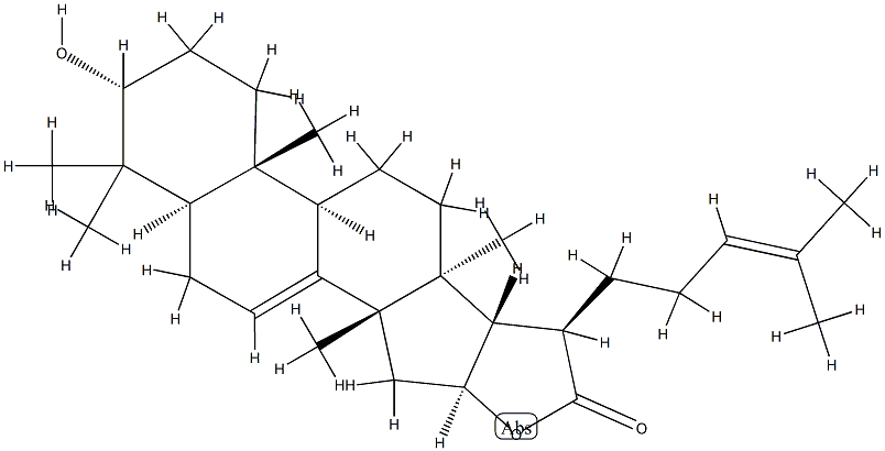 (13α,14β,17α)-3α,16β-Dihydroxy-5α-lanosta-7,24-dien-21-oic acid γ-lactone Structure
