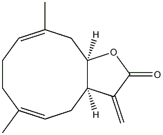 (3aR,5E,9E)-3-Methylene-6,10-dimethyl-2,3,3aα,4,7,8,11,11aα-octahydrocyclodeca[b]furan-2-one 结构式