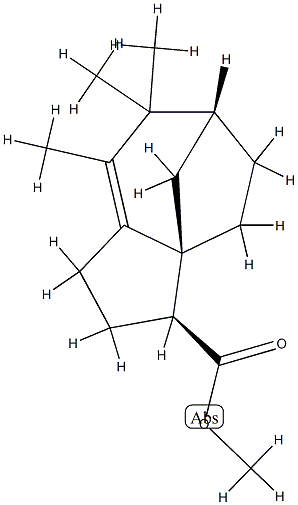 (3S)-2,3,4,5,6,7-Hexahydro-7,7,8-trimethyl-1H-3aα,6α-methanoazulene-3α-carboxylic acid methyl ester Struktur