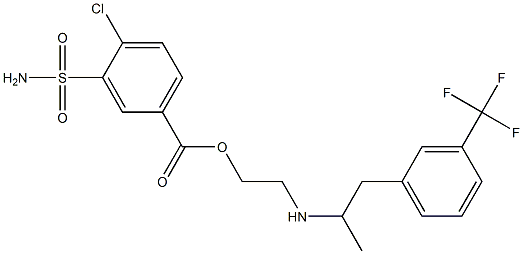 3-(アミノスルホニル)-4-クロロ安息香酸2-[[1-メチル-2-[3-(トリフルオロメチル)フェニル]エチル]アミノ]エチル 化学構造式