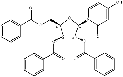 4-Hydroxy-1-(2-O,3-O,5-O-tribenzoyl-β-D-ribofuranosyl)pyridin-2(1H)-one Struktur