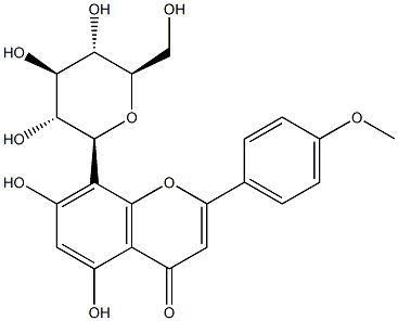 2-(4-Methoxyphenyl)-8-(β-D-glucopyranosyl)-5,7-dihydroxy-4H-1-benzopyran-4-one Struktur