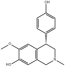 (4R)-1,2,3,4-テトラヒドロ-4-(4-ヒドロキシフェニル)-6-メトキシ-2-メチル-7-イソキノリノール 化学構造式