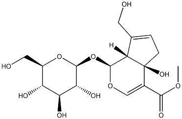 (1S)-1α-(β-D-Glucopyranosyloxy)-1,4a,5,7aα-tetrahydro-4aα-hydroxy-7-(hydroxymethyl)cyclopenta[c]pyran-4-carboxylic acid methyl ester Struktur