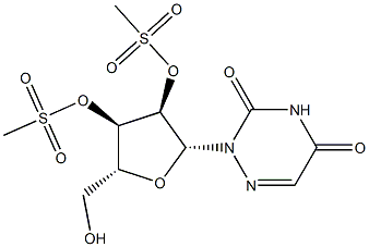 2-[2-O,3-O-Bis(methylsulfonyl)-β-D-ribofuranosyl]-1,2,4-triazine-3,5(2H,4H)-dione Structure