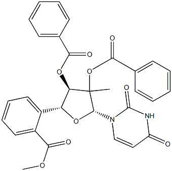 2'-C-Methyl-, 2',3',5'-tribenzoateuridine 化学構造式