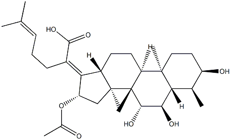 (17Z,8α,9β,13α,14β)-29-Nor-16β-acetoxy-3α,6α,7β-trihydroxydammara-17(20),24-dien-21-oic acid Structure