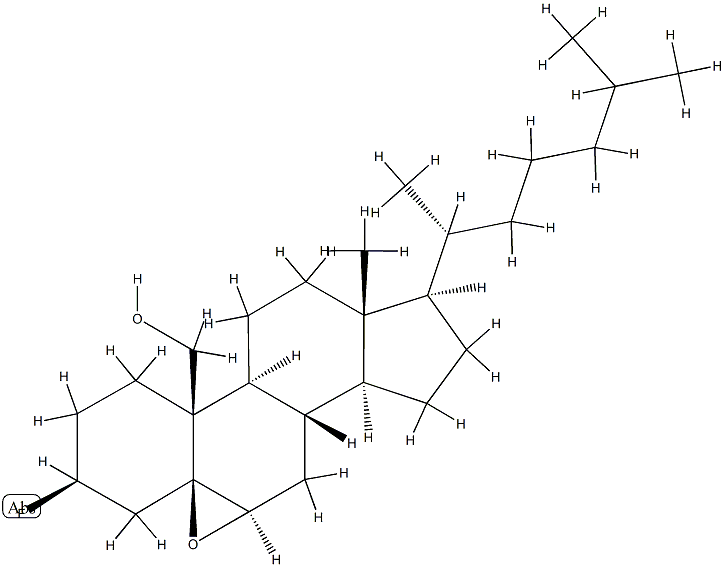 5,6β-Epoxy-3β-fluoro-5β-cholestan-19-ol 结构式