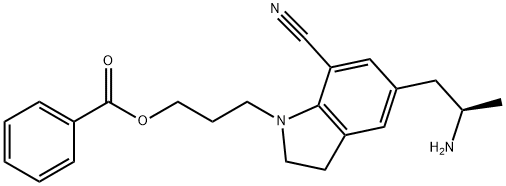 安息香酸3-[5-[(R)-2-アミノプロピル]-7-シアノインドリン-1-イル]プロピル 化学構造式