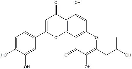 (-)-2-(3,4-Dihydroxyphenyl)-5,9-dihydroxy-8-(2-hydroxypropyl)-4H,10H-benzo[1,2-b:3,4-b']dipyran-4,10-dione 结构式