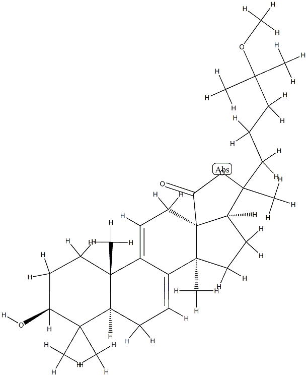 [20ξ,(+)]-3β,20-Dihydroxy-25-methoxylanosta-7,9(11)-diene-18-oic acid γ-lactone Structure