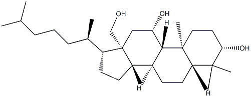 ラノスタン-3β,11β,18-トリオール 化学構造式