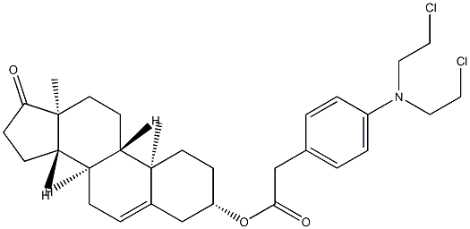 3β-[[[4-[ビス(2-クロロエチル)アミノ]フェニル]アセチル]オキシ]アンドロスタ-5-エン-17-オン 化学構造式
