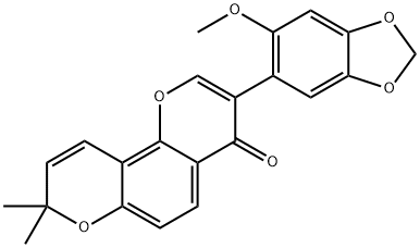 3-(6-メトキシ-1,3-ベンゾジオキソール-5-イル)-8,8-ジメチル-4H,8H-ベンゾ[1,2-b:3,4-b']ジピラン-4-オン 化学構造式