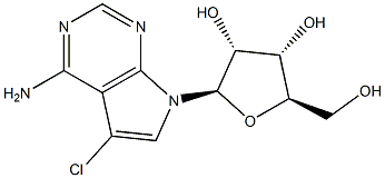 7-(β-D-リボフラノシル)-5-クロロ-7H-ピロロ[2,3-d]ピリミジン-4-アミン 化学構造式