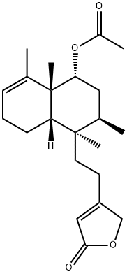 4-[2-[(1R)-4β-Acetoxy-1,2,3,4,4a,7,8,8aα-octahydro-1,2α,4aα,5-tetramethylnaphthalen-1α-yl]ethyl]furan-2(5H)-one Struktur
