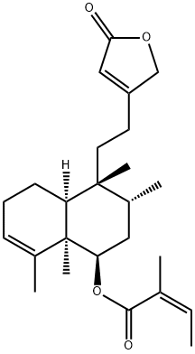 (Z)-2-Methyl-2-butenoic acid [(1R)-4β-[2-(2,5-dihydro-5-oxofuran-3-yl)ethyl]-1,2,3,4,4aβ,5,6,8a-octahydro-3β,4,8,8aβ-tetramethylnaphthalen-1α-yl] ester Struktur