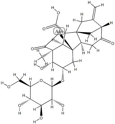 3β-(β-D-Glucopyranosyloxy)-2β,4aα-dihydroxy-1-methyl-8-methylene-6-oxogibbane-1α,10β-dicarboxylic acid 1,4a-lactone Struktur