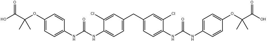 2,2'-(4,4'-(4,4'-Methylenebis(2-chloro-4,1-phenylene))bis(azanediyl)bis(oxoMethylene)bis(azanediyl)bis(4,1-phenylene))bis(oxy)bis(2-Methylpropanoic acid) Struktur