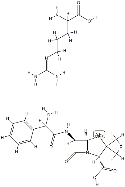 6-(2-amino-2-phenylacetamido)-3,3-dimethyl-7-oxo-4-thia-1-azabicyclo[3.2.0]heptane-2-carboxylic acid, compound with L-arginine  Struktur
