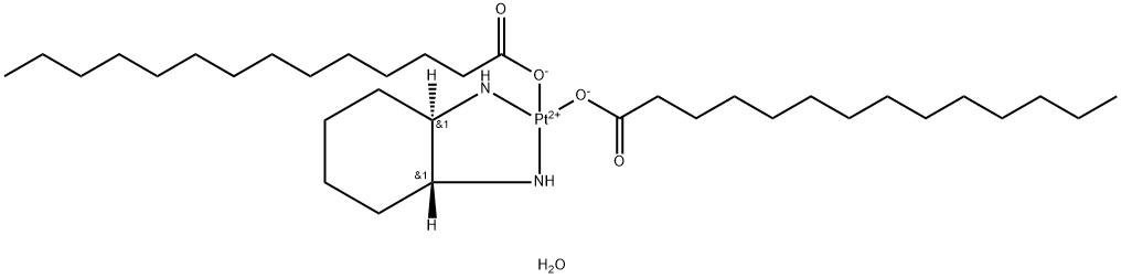 (SP-4-2)-[(1R,2R)-1,2-Cyclohexanediamine-kN,kN']bis(tetradecanoato-kO)platinum monohydrate Structure