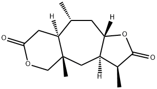 (3S)-3aα,4a,5,8,8aα,9,10,10aβ-オクタヒドロ-3β,4aβ,9α-トリメチルフロ[2',3':5,6]シクロヘプタ[1,2-c]ピラン-2,7(3H,4H)-ジオン 化学構造式
