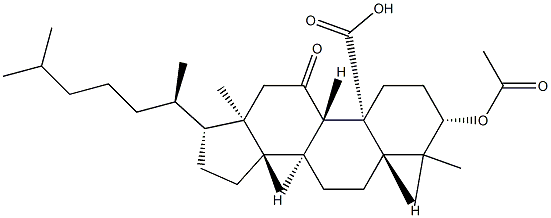 3β-アセチルオキシ-11-オキソ-5α-ラノスタン-19-酸 化学構造式
