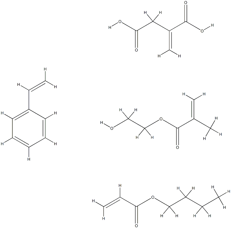 Butanedioic acid, methylene-, polymer with butyl 2-propenoate, ethenylbenzene and 2-hydroxyethyl 2-methyl-2-propenoate|