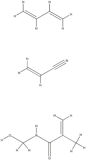 N-(羟甲基)-2-甲基-2-丙烯酰胺与1,3-丁二烯和2-丙烯腈的聚合物, 25135-82-4, 结构式