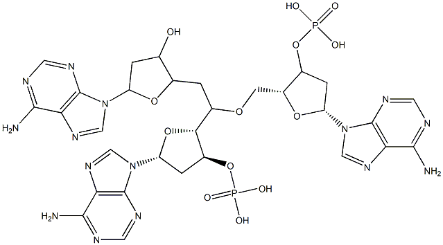 2'-deoxyadenylyl-(3'-5')-2'-deoxyadenylyl-(3'-5)-2'-deoxyadenosine Struktur